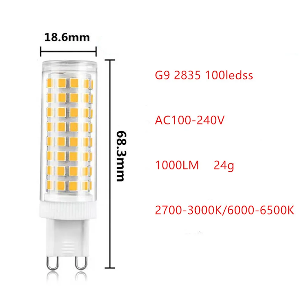 

4pcs No Flash 100leds LED Bulb G9 LED Lamp AC 100-240V Light Bulb SMD2835 led Spotlight Chandelier Lighting Halogen Lamp