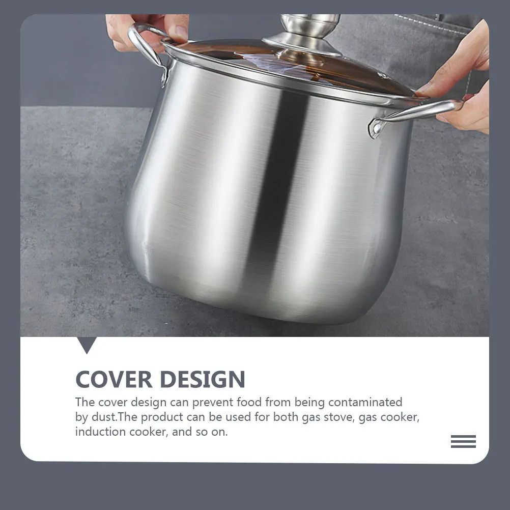 

Stainless Steel Stockpot Soup Pot High Temperature Resistant Cooking Utensil for Home Kitchen Restaurant Hotel Practical Stewing