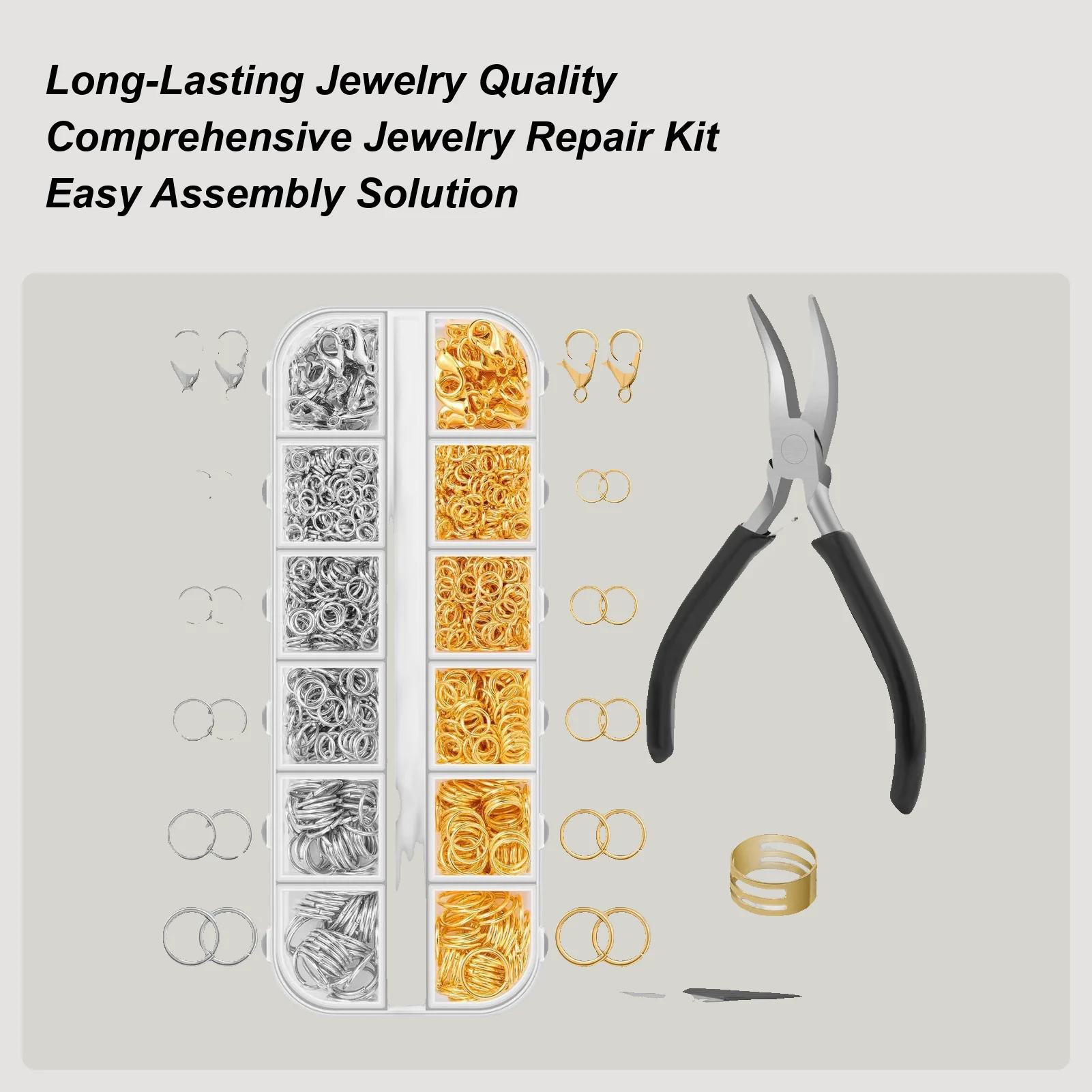 

Jewelry Making Kit Jewelry Findings Set Repair Tools Lobster Clasp Open Jump Rings Earring Hooks For DIY Jewelry Making Supplies
