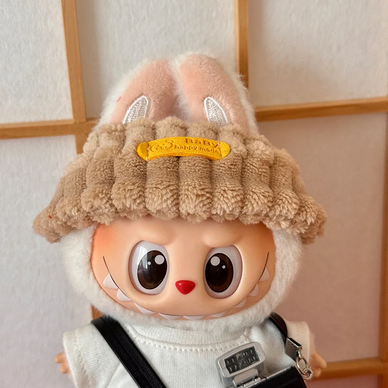 For Labubu Doll Clothes L058 Wide Fleece Fisherman Hat Suitable For First Second And Third Generations 17cm Labubu Clothes