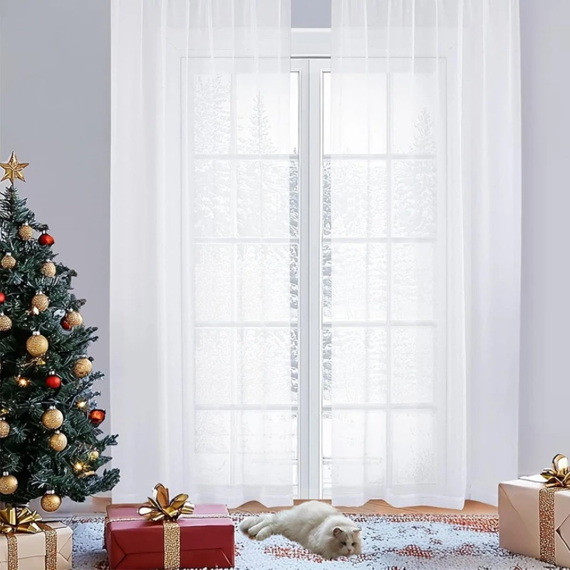 

1PC High Quality White Tulle Transparent Sheer Curtains for Living Room Bedroom Dining Window Yarn Decor Fashion Door Screen