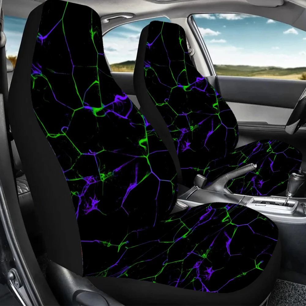 2pcs Neural Network Map Print Car Seat Covers For Men And Women, Universal Front Seat Protectors Fit For Cars, SUVs, Sedans, And
