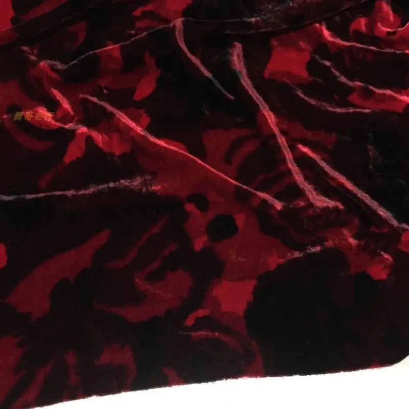 High-Grade Red Silk Fabric Mulberry Silk Gold Velvet Draping Soft Dress Cheongsam Clothing Sewing Fabric