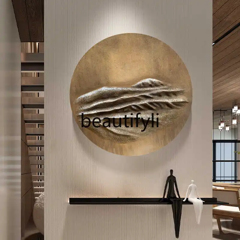 Wall Hanging Decoration Hotel Wall Decoration Model Room Real Round Decorative Painting Entrance Hallway Light Luxury