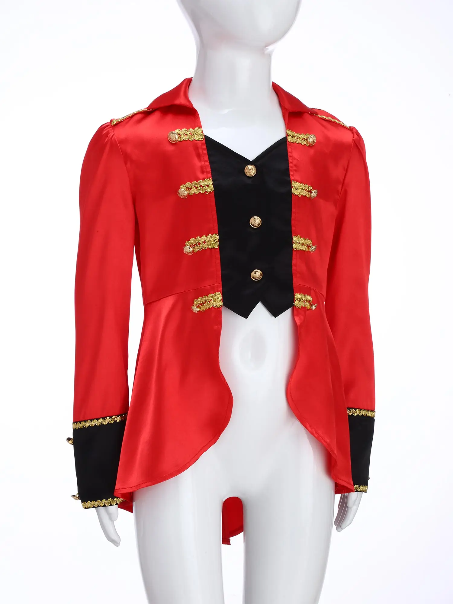 Kids Boy Pirate Captain Cosplay Outfit Long Sleeve Turn Down Collar Tail Top Jacket Halloween Carnival Conjurer Roleplay Costume