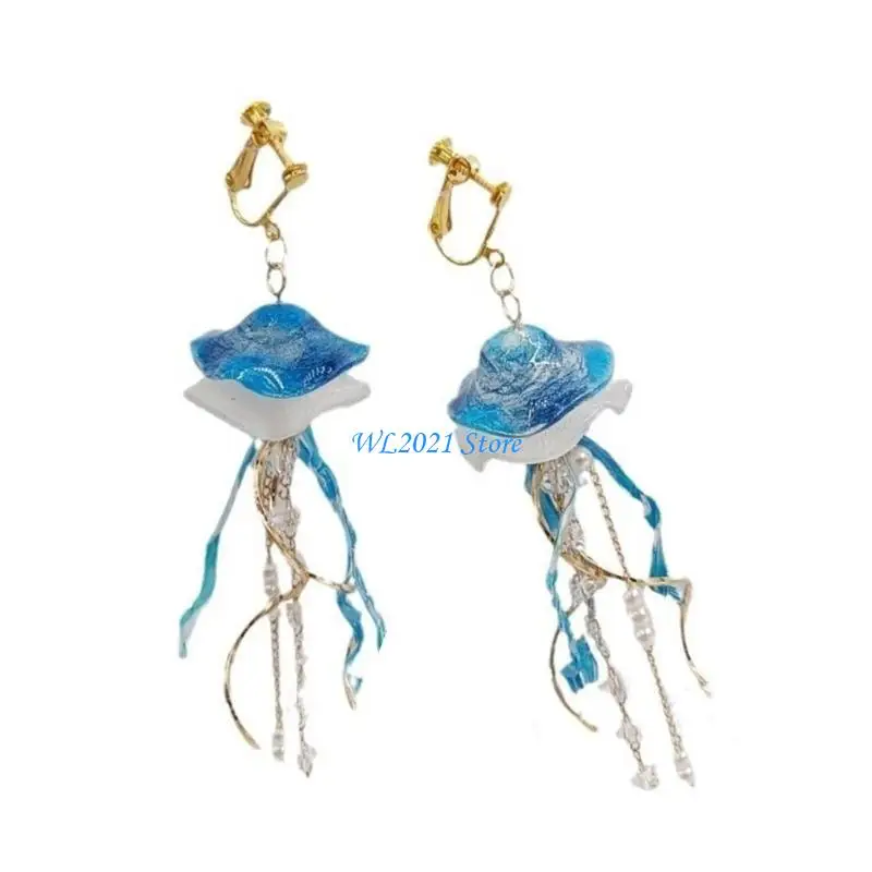 

G5GC Stylish Blue Jellyfish Drop Earrings for Trendy Trendsetters Daily Use
