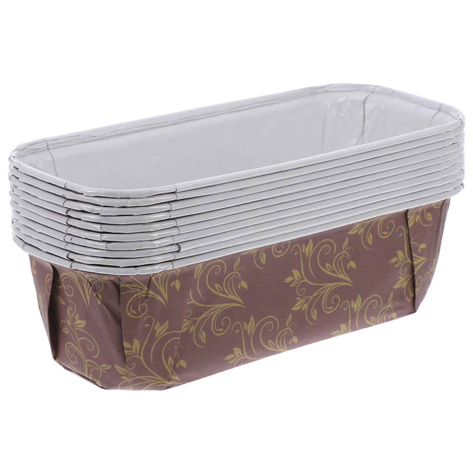

10pcs Disposable Loaf Paper Mold Cake Tray Bread Pan Baking Coated Pans High Temperature Resistance Rectangle Mold