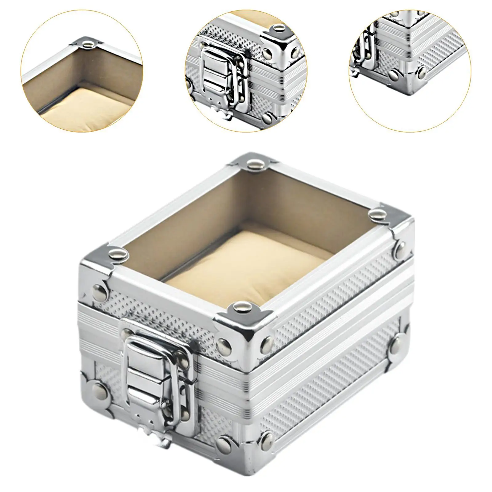 Square Decorated Watch Box Lockable Storage Case for Custom Jewelry Bracelet Gift and Home Use