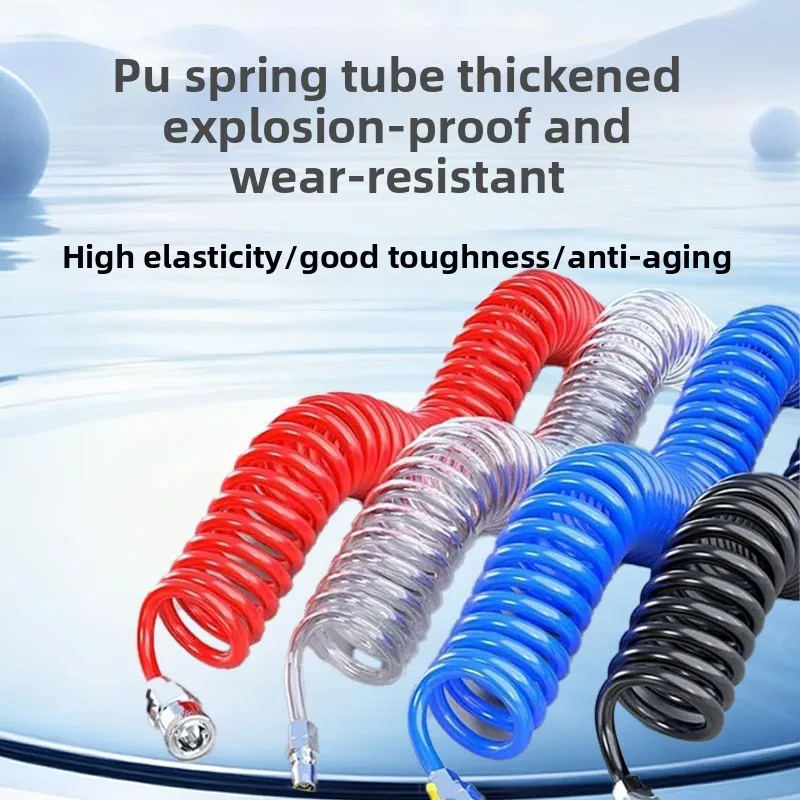 Pneumatic PU Spring Tube 8/10/12 Air Compressor Telescopic Spiral Tube Air Hose with Connectors 6/9/12/15 Meters