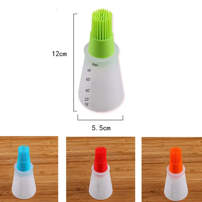 1 Pcs Portable Silicone Oil Bottle with Brush Grill Oil Brushes Liquid Oil Pastry Kitchen Baking BBQ Tool Kitchen Tools for BBQ