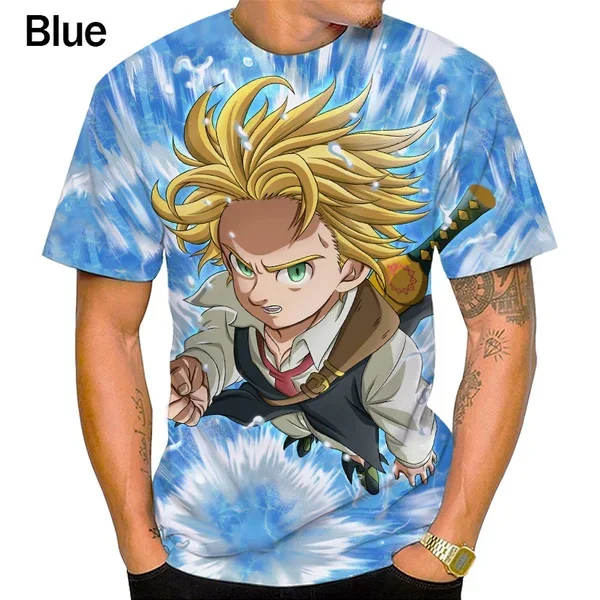 Summer Unisex Fashion Casual Short Sleeve Harajuku T-shirt Anime Seven Deadly Sins Meliodas 3D Printing Men T-shirt