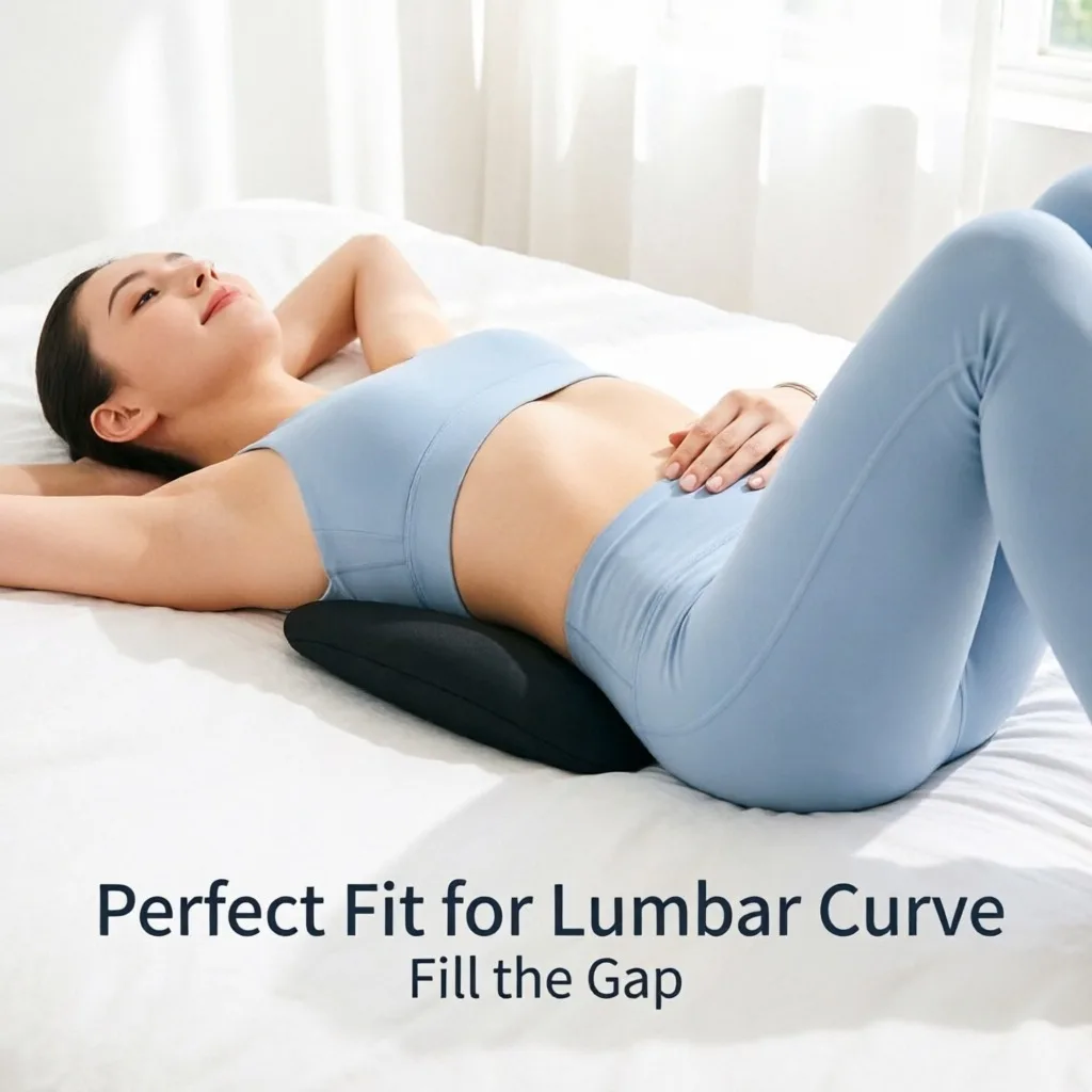 Ergonomic Lumbar Support Waist Pillow, Sleep Back Cushion Bed Spine, Relief Supine Sleeping Waist Pad, Pink Pillow