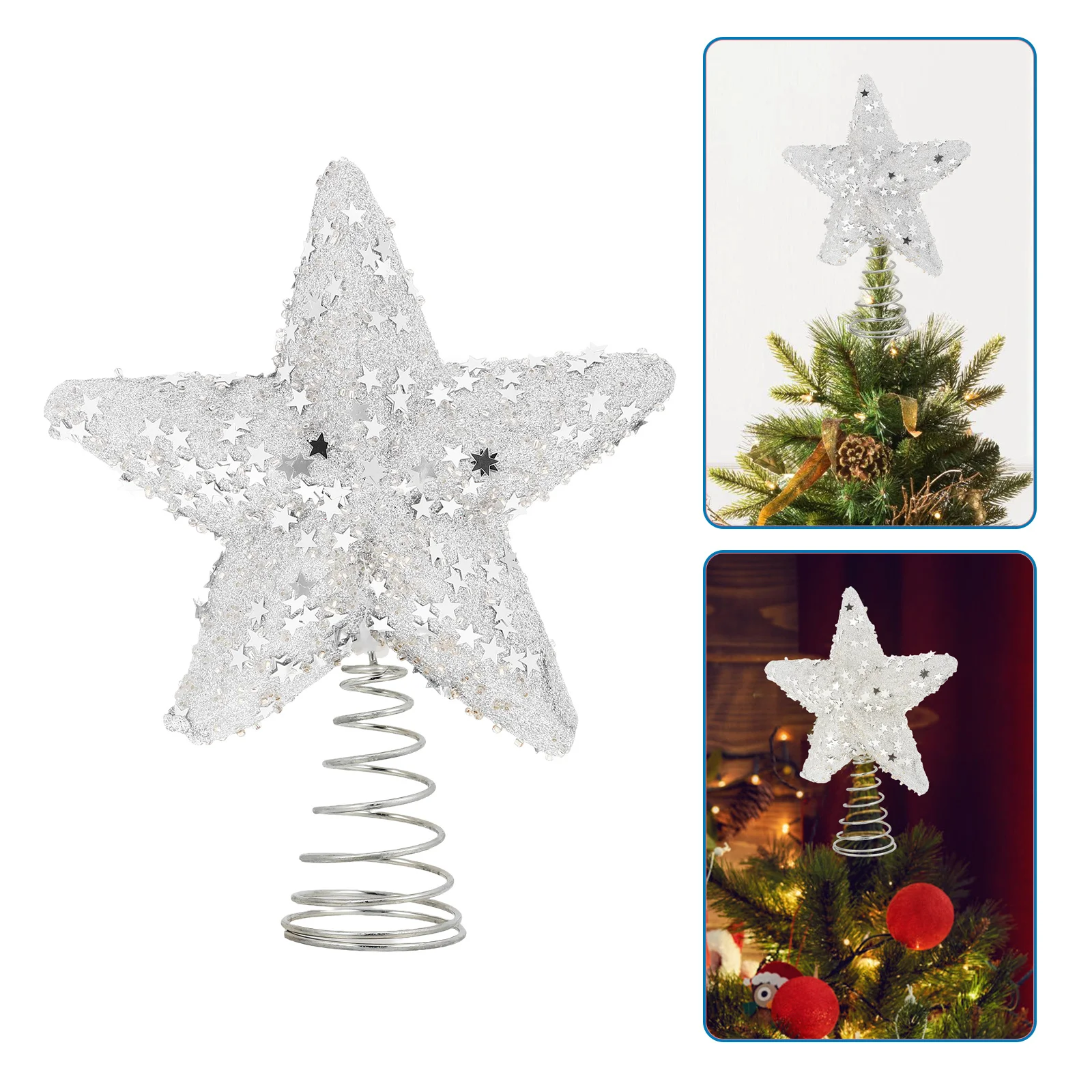

Timeless Christmas Tree Topper Star Glitter Surface Elegant Xmas Ornament Holiday Seasonal Decor Christmas Tree Star
