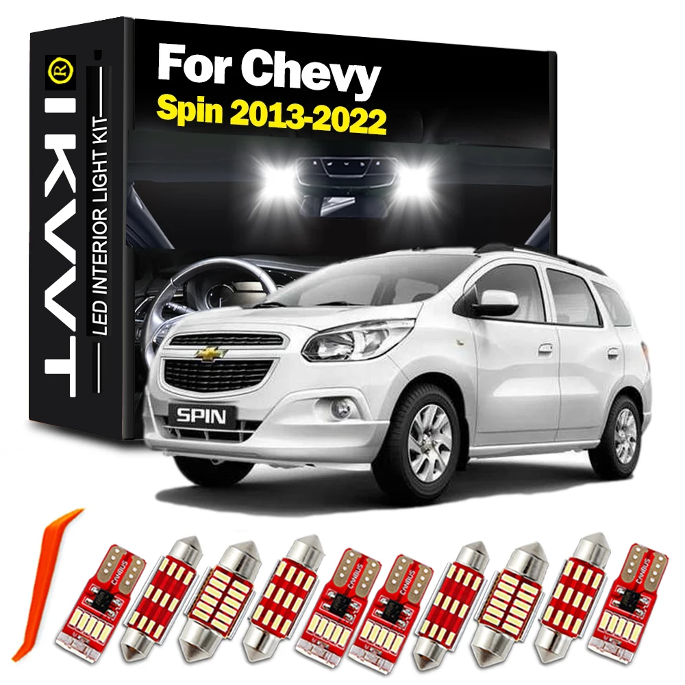 IKVVT 10 Uds lámpara Interior Canbus para Chevrolet Chevy Spin 2013- 2018 2019 2020 2021 2022 bombillas LED para coche Kit de luz de techo de mapa Interior