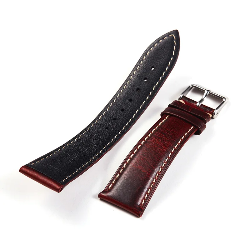 Oil Wax Leather Watch Strap 18mm 19mm 20mm 21mm 22mm Vintage Handmade Watch Band Black Blue Brown Color Men Watch Accessories