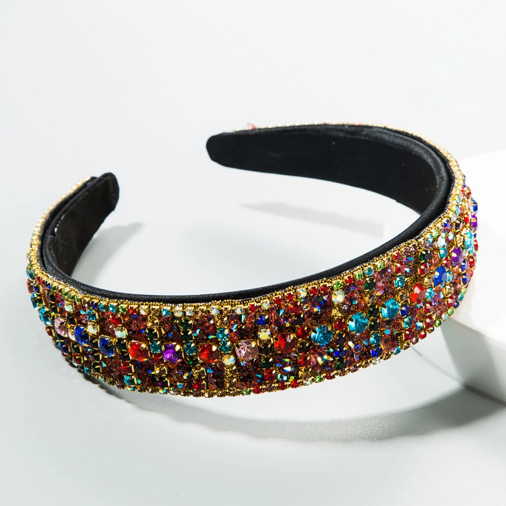 

1pc Colorful Rhinestone Wide Headband Fashion Hair Hoop For Women Chic Party Daily Wear Durable Creative Design Gift