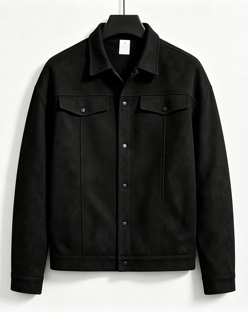 Herrenjacke mit lockerer Passform, gebürstet, kurz, langärmelig, mit Umlegekragen, einreihig, lässige Oberbekleidung für den täglichen Arbeitsweg und Streetwear – Detail 18