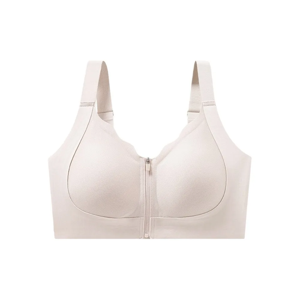 Elastic Shock Absorption Front Zipper Bra Push Up Lingerie Wireless Bra Fixed Cup Seamless Women Underwear Sports