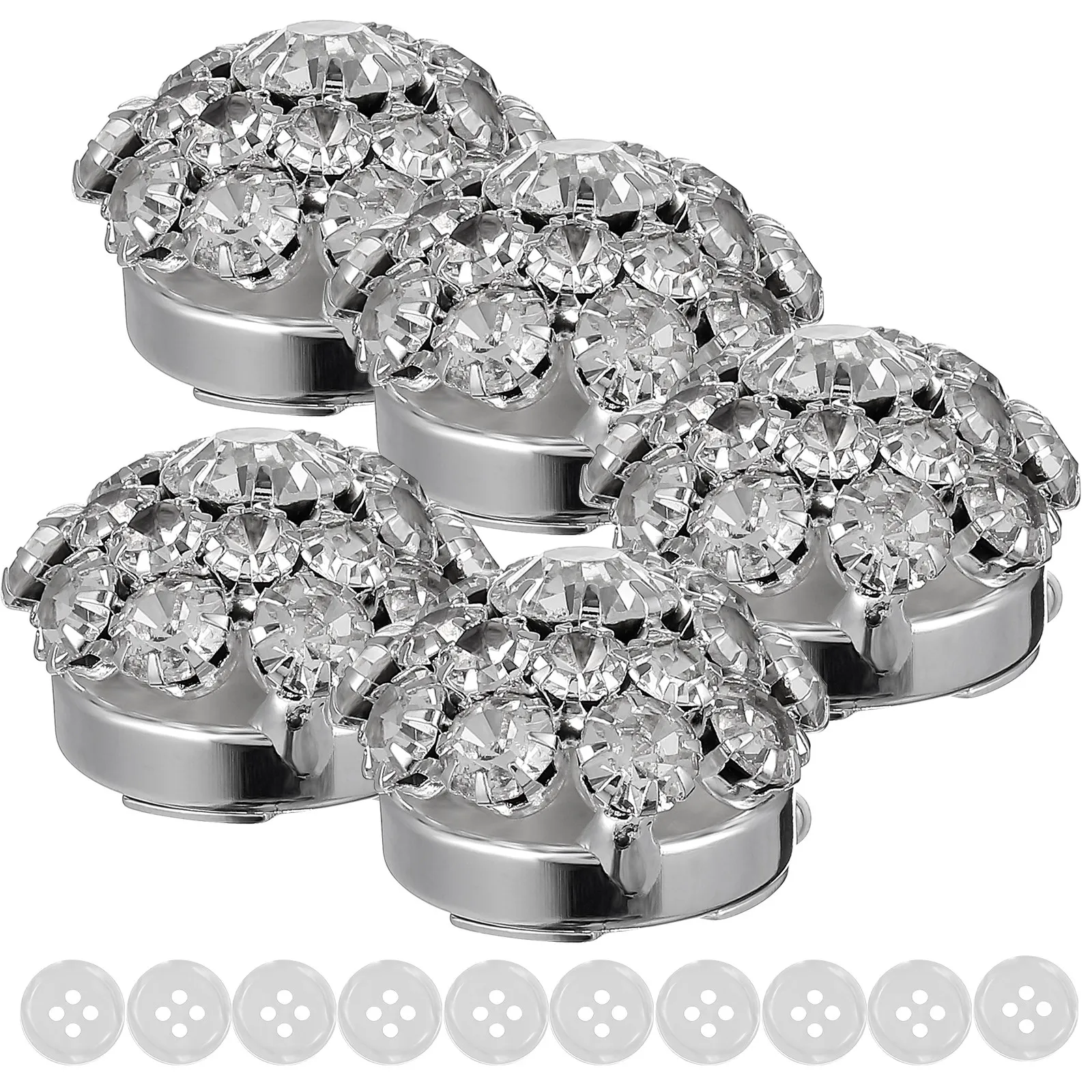 1Set Rhinestone Cufflinks Flower Design Sparkling Crystal Cuff Links for Men Women Wedding Tuxedo Dress Shirt Formal Use