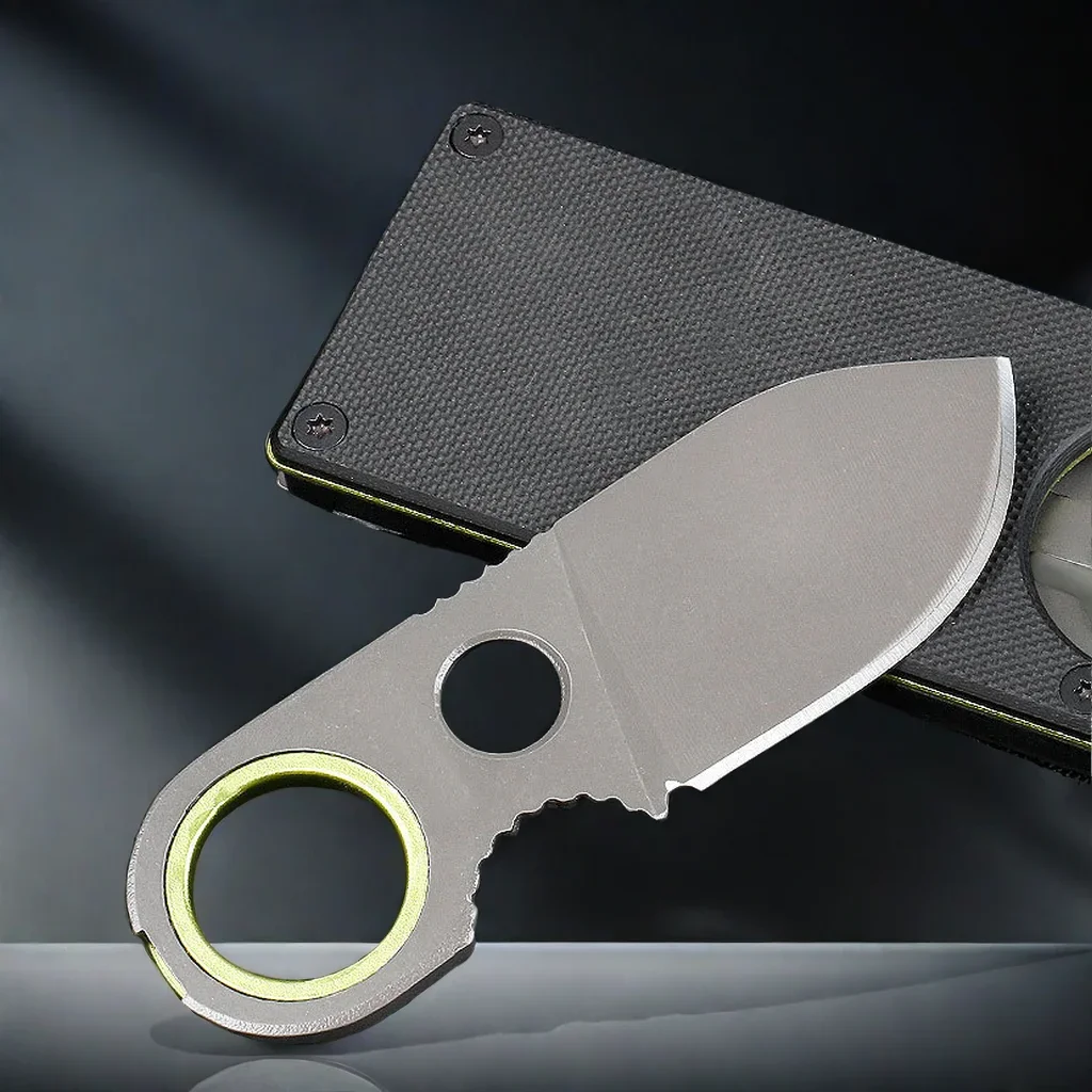 Portable pocket knife, stainless steel EDC camping tool, fixed knife, keychain, multi-purpose sharp blade, mini fruit knife