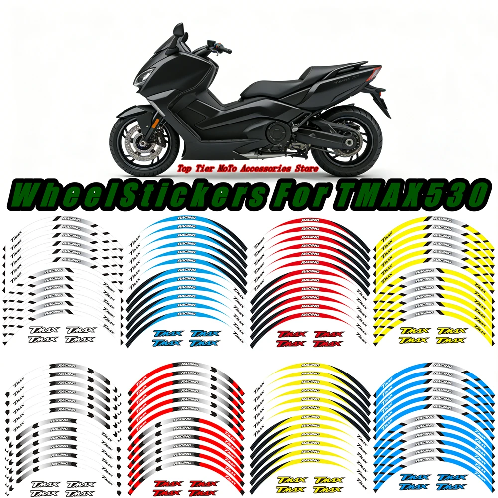 New For YAMAHA TMAX530 Motorcycle Accessories Wheels Sticker Rim Tire Stripe Waterproof Decorative Decals Set