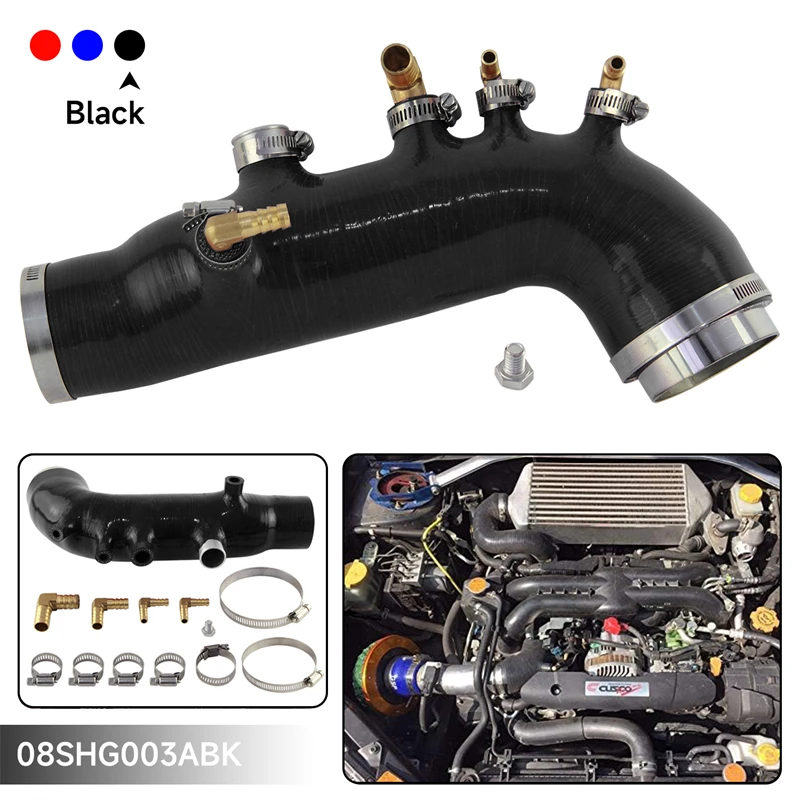 Silicone Turbo Inlet Intake Hose + Clamps For Subaru Impreza WRX Legacy GE GH GR EJ25 Engine 2.5L 08-14 REV9 CSKS Black/Red/Blue