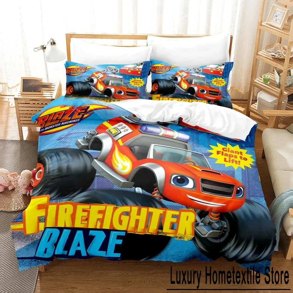 3D Printed Monster Machines Blaze Bedding Set Duvet Cover Bed Set Quilt Cover Pillowcase Comforter king Queen Size Boys Adult