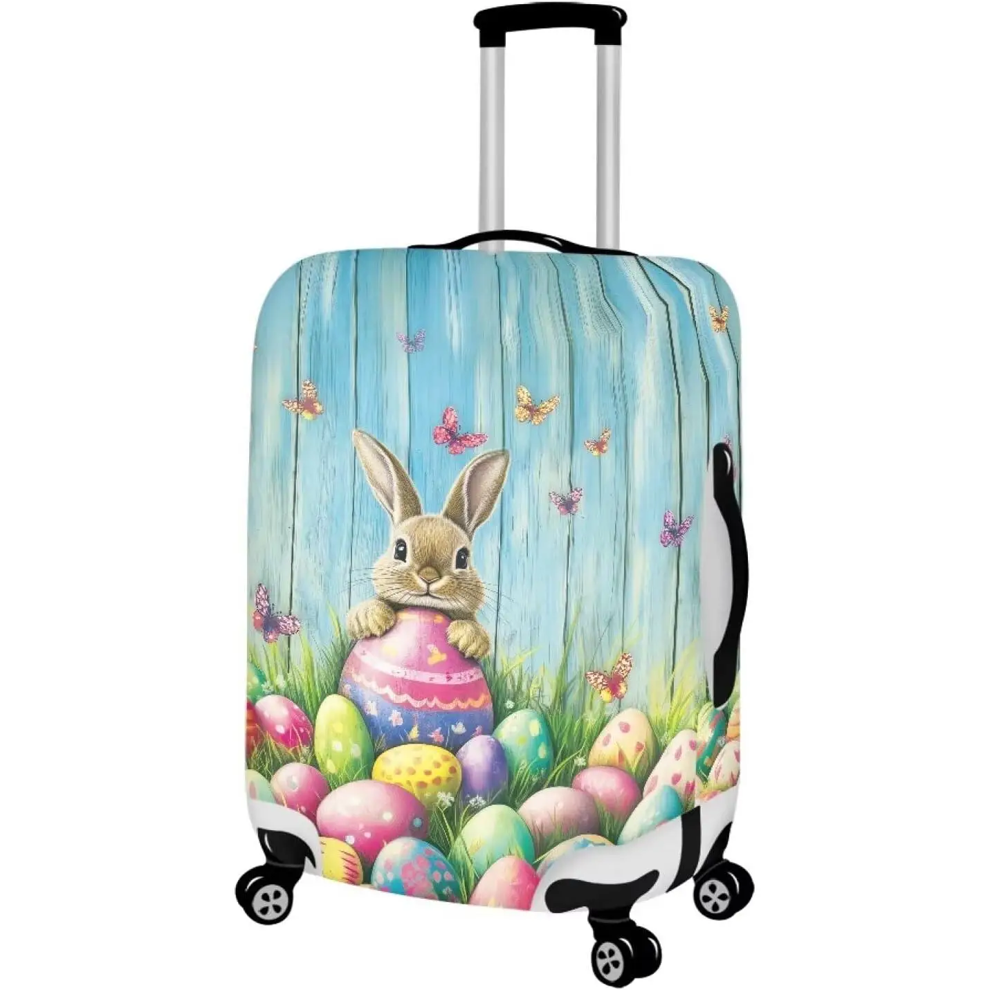 

Luggage Cover for Suitcase, Easter Bunny Eggs Print Suitcase Cover Protector Washable Fashion Luggage Cover Protector