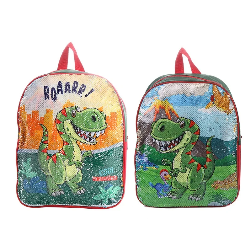 Children Lovely Cartoon Unicorn Dinosaur Backpacks New Double Sided Transformation Sequins Fashion Schoolbags for Girls Boys Hot