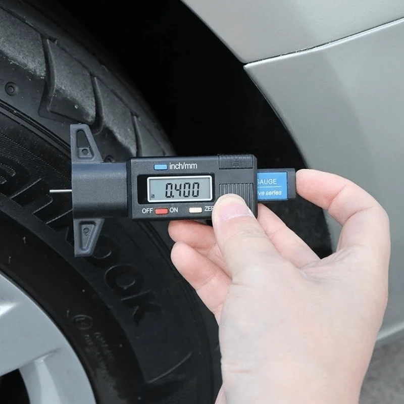 1Pc Depth Ruler Car Tire Digital Depth Ruler 0-25mm Tire Pattern Wear Detection Tool with Digital Display