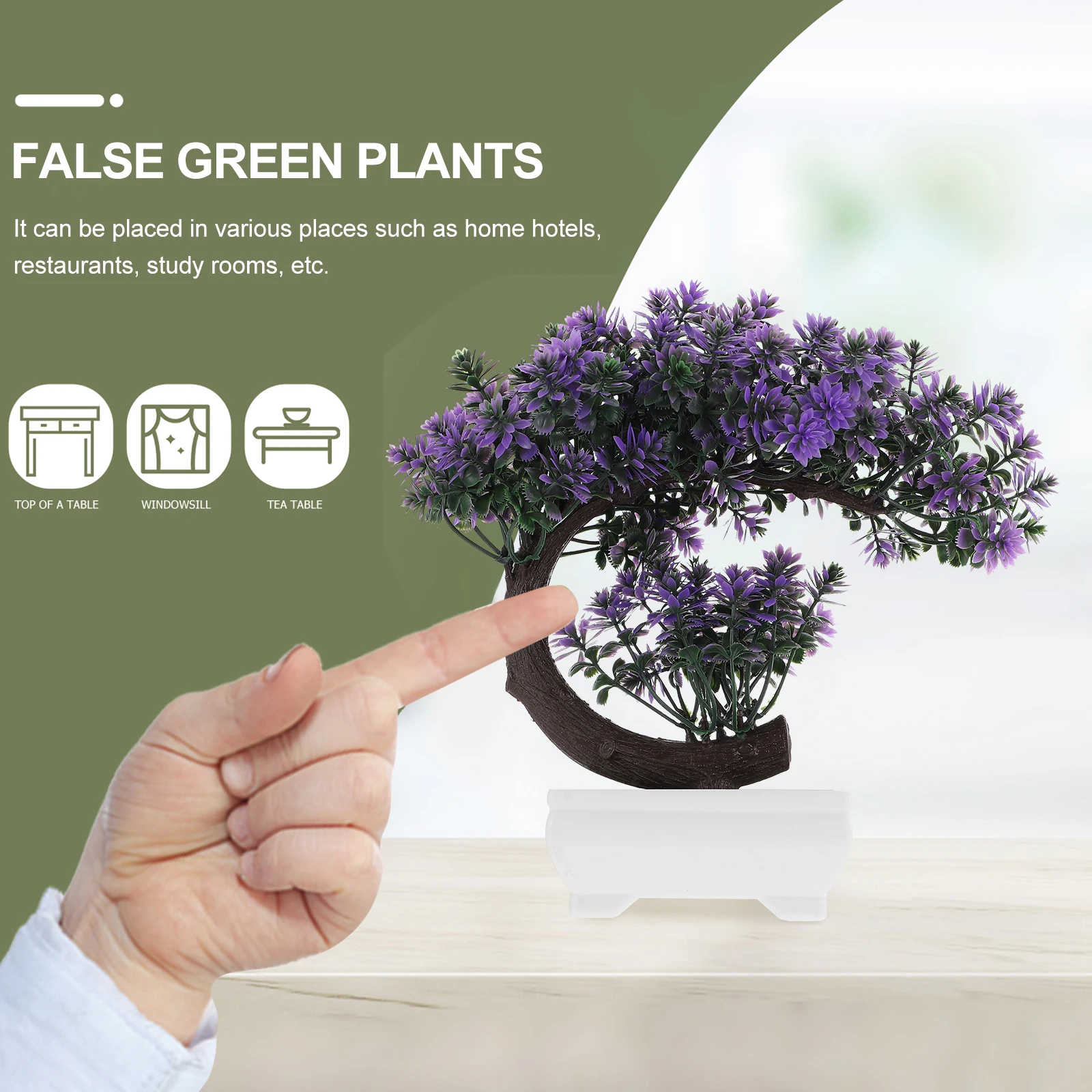 

Faux Plants Indoor Artificial Green Potted Plastic Bonsai Tree Simulation Decoration Cedar Office
