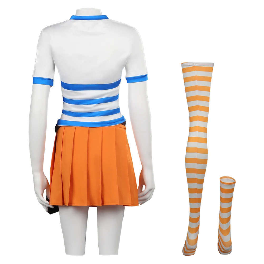 Costume bas et jupe Nami Cosplay pour femmes et enfants, tenues de pièces, vêtements en plis trempés, Halloween, carnaval, adultes, filles, enfants