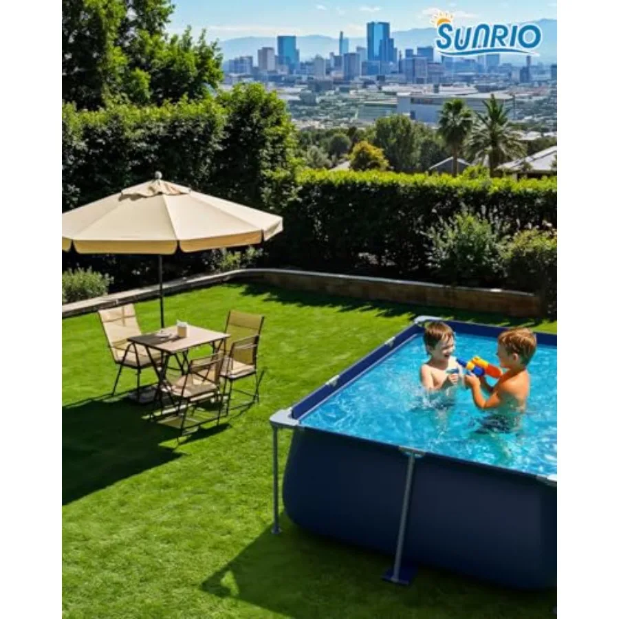 8'35'26 Rectangle Above Ground Swimming Pool Metal Frame Family Pool for and Adults Outdoor Backyard Swimming Capacity 600 Gall
