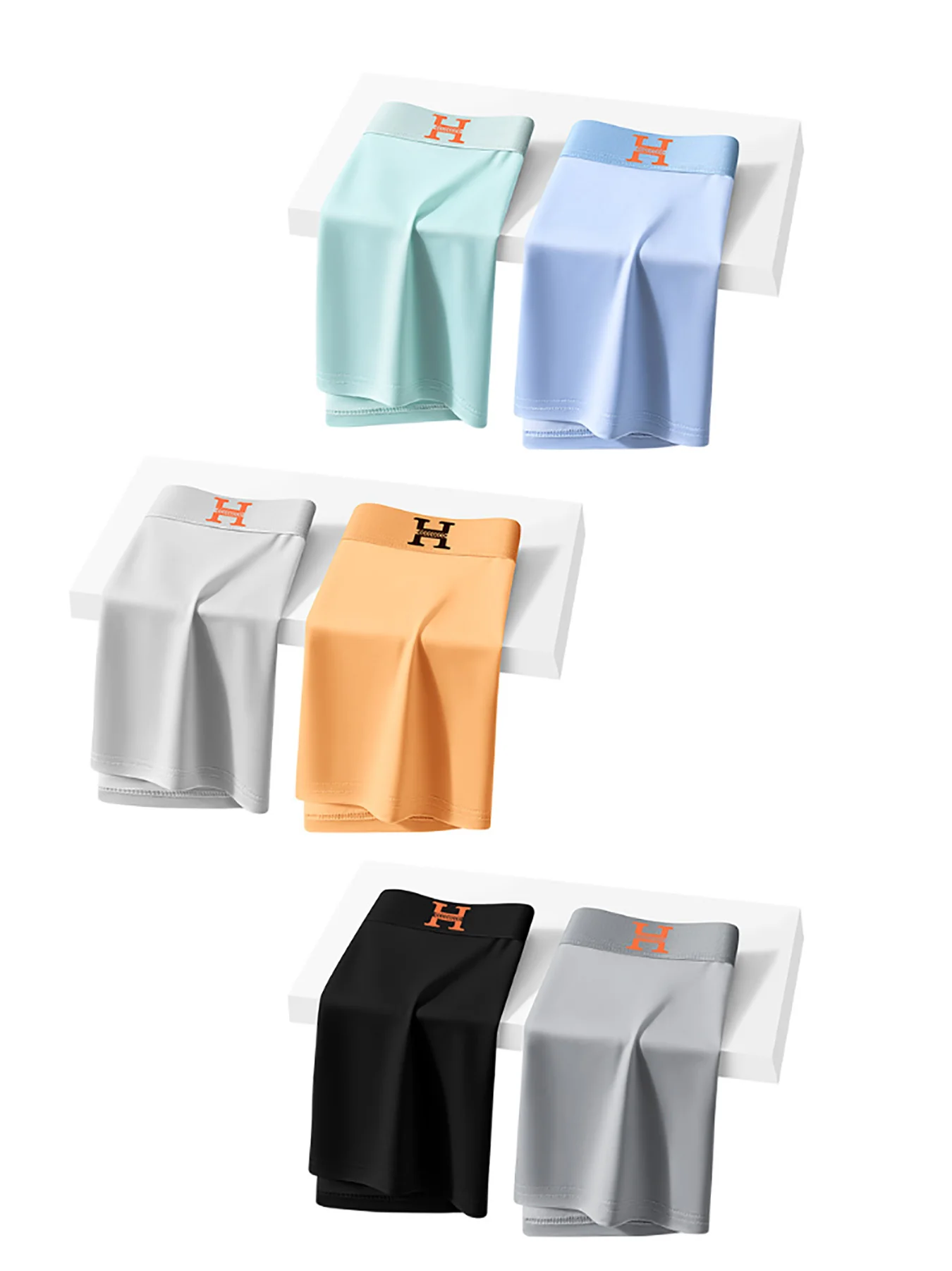 2 pieces of ice Silk men's underwear, breathable and elastic H label, available in multiple colors, a must-have for summer