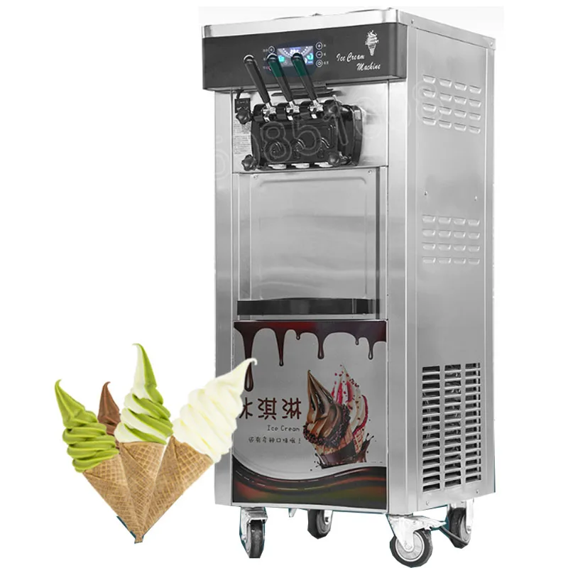 Soft Ice Cream Machine Commercial Fully Automatic Stainless Steel 220V/110V Vertical Sundae Refrigeration Equipments Cone Maker