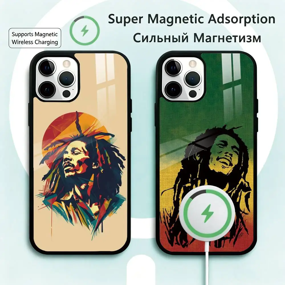 

Singer Bob-b M-marley Phone Case For iPhone17,16,15,14,13,12,11 Plus,Pro Magnetic Supports Magnetic Wireless Charging
