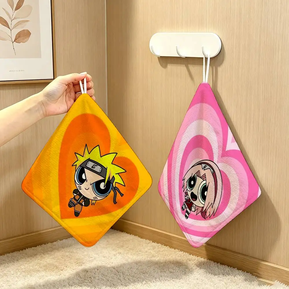Naruto CARTOON  Hanging Style Hand Wiping Towel Polyester Cotton Anti-fade For Indoor Kitchen Living Room