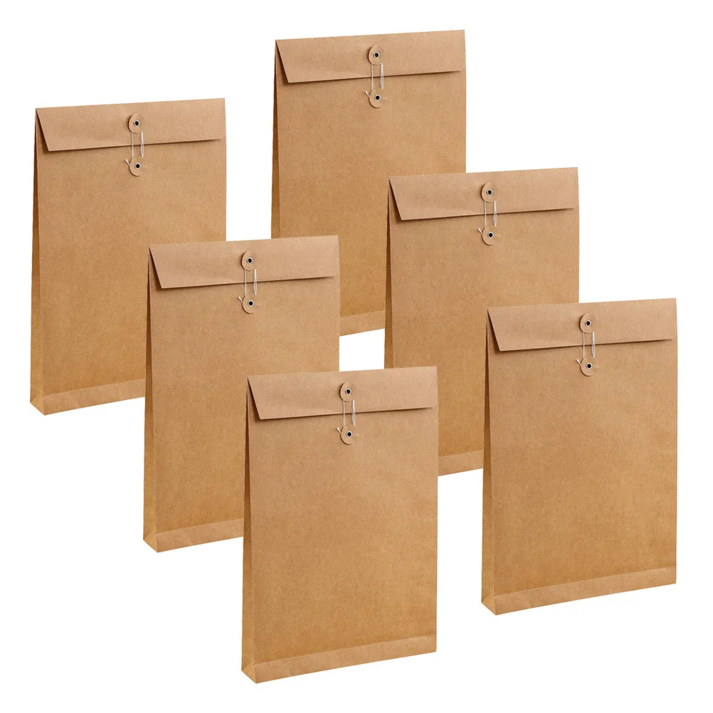 6Pcs A4 Light Brown Blank File Bag Paper Organizer Stylish Document Holder for Office School Interviews Travel