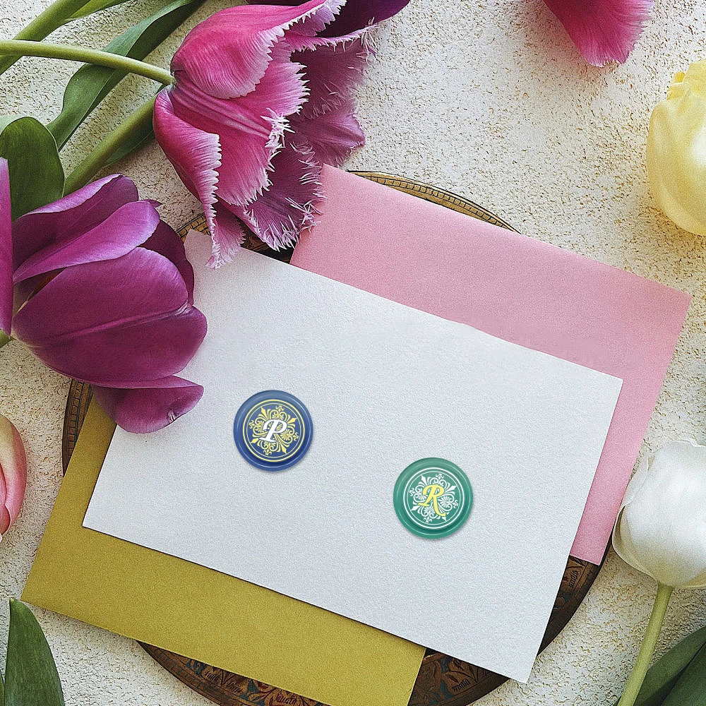 1pc Round Brass Retro Initials Wax Sealing Stamp for DIY Wedding Invitation Anniversary Envelope Party Paper Card Making Crafts