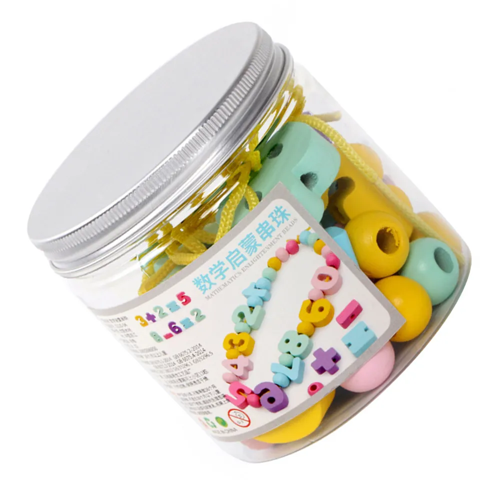 1Set Eco Friendly Wooden Number String Beads for Stringing Beads Activity Improves Counting Skills Shape Awareness