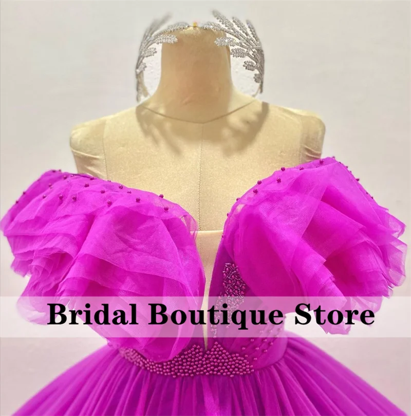 Luxury Purple Princess Ball Gown Quinceanera Dress 2024 Tiered Ruffle Pearls 16th Party Gowns Vestidos De 15 Años Customized
