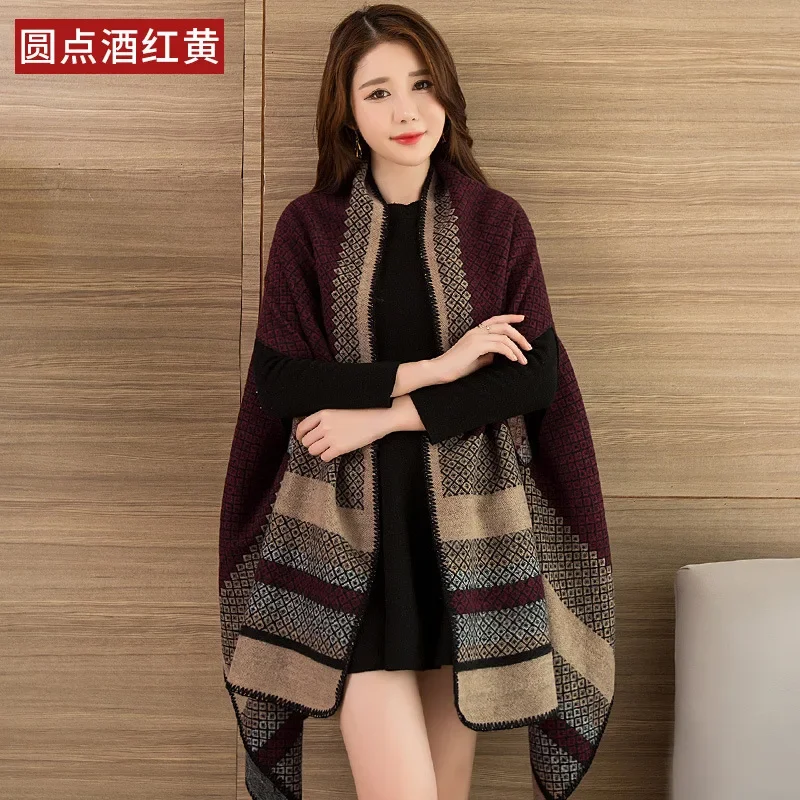 

Imitation Cashmere Cape Double Sided Dual Purpose Shawl Thickened Warmth Oversized Scarf for Style Poncho Leisure Fashion P1