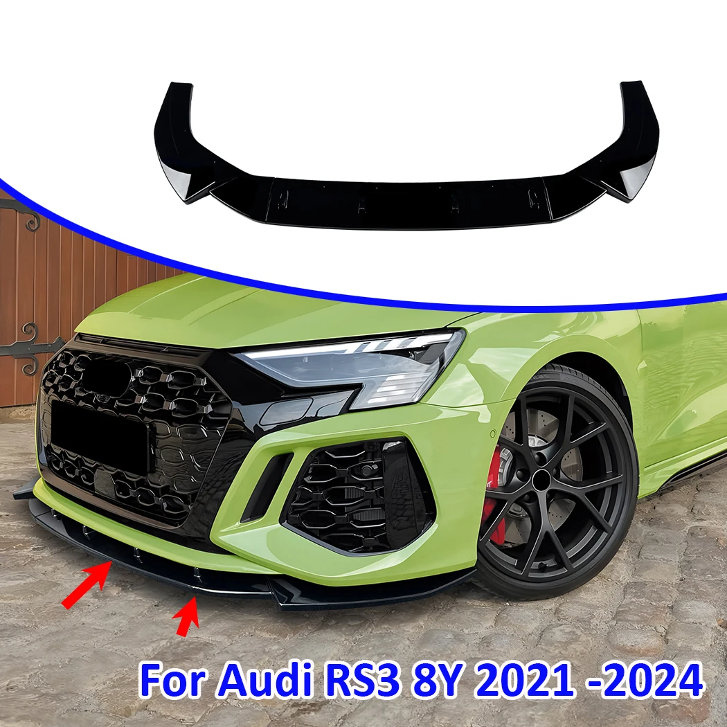 

For Audi RS3 8Y 2021 -2024 Front Bumper Lip Spoiler Splitter Diffuser Bumper Diffuser Guard Tuning By ABS Body Kit Cover