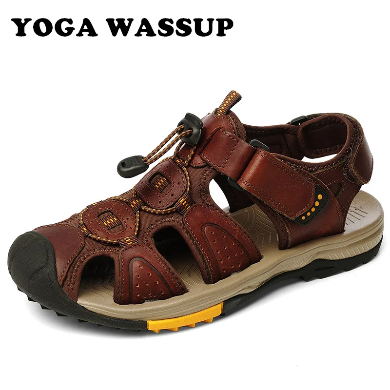 

YOGA WASSUP-Men's Leather Beach Sandals, Outdoor, Walking, Hiking, Hiking Shoes, Sizes 38-46