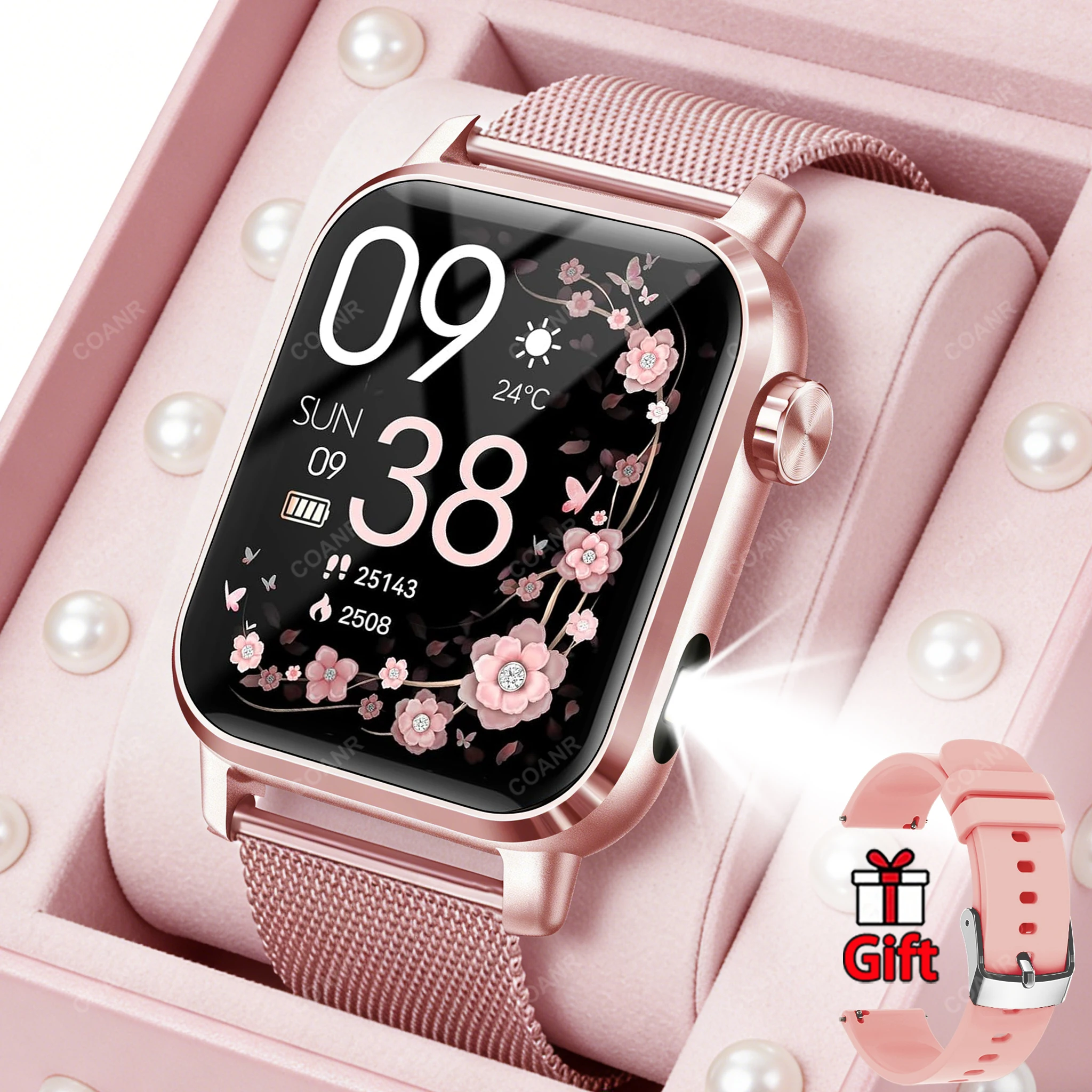 

2026 New Women's Smart Watch(can Answer/make Calls)LED Flashlight Sports Fitness Tracker lady SmartWatch 100multiple sports mode