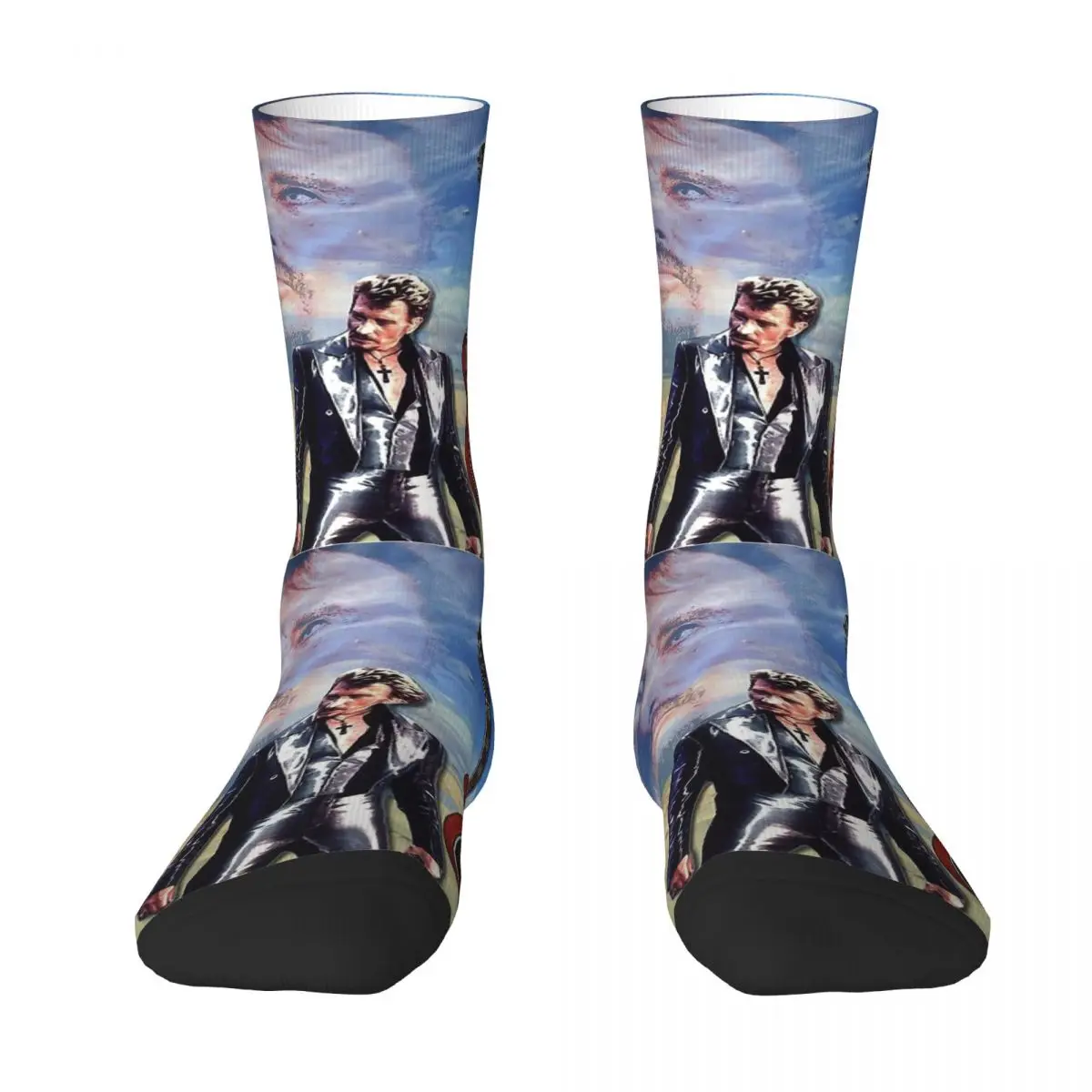 Tribute Essential Johnny Hallyday Rock Music French Singer Kawaii Socks Travel Cartoon Pattern Socks