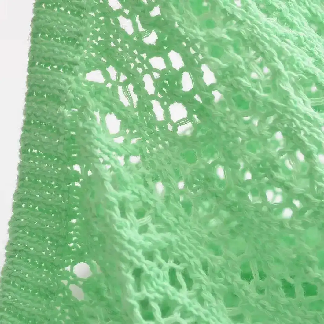 Women Jacquard Solid Knitted Hollow Out Pullover Sweater Vintage Lapel Neck Short Sleeve Female Chic Lady Tops