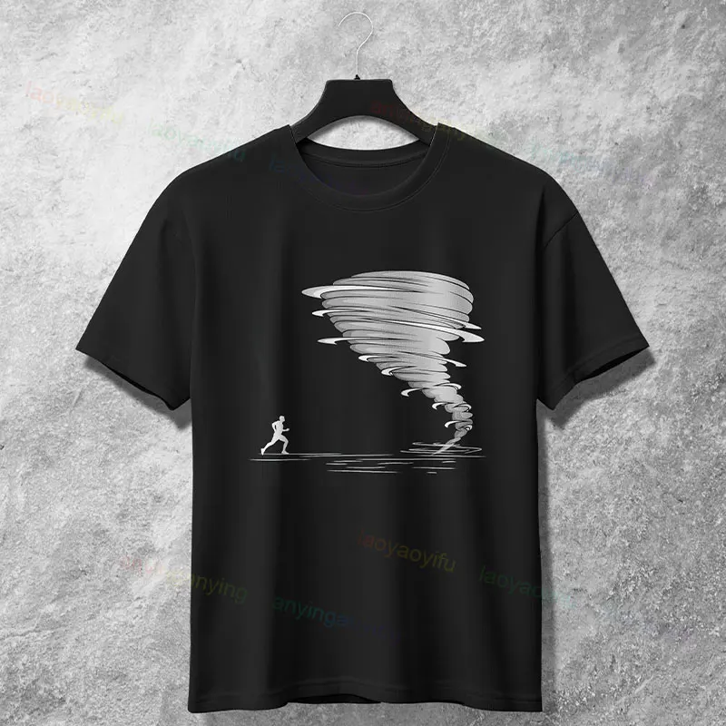 مضحك العاصفة المطارد المتطرفة الأرصاد الجوية تورنادو الفكاهة نمط الجرافيك تي شيرت القطن الخالص قصيرة الأكمام ملابس الشارع الشهير #3