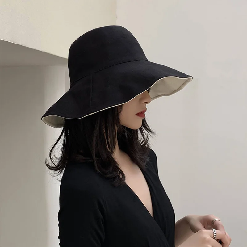 Double-sided Foldable Bucket Hat Fisherman Sun Hat for Women Girls Outdoor Beach Visor Hats Anti-UV Wide Brim Sunscreen Cap Caps