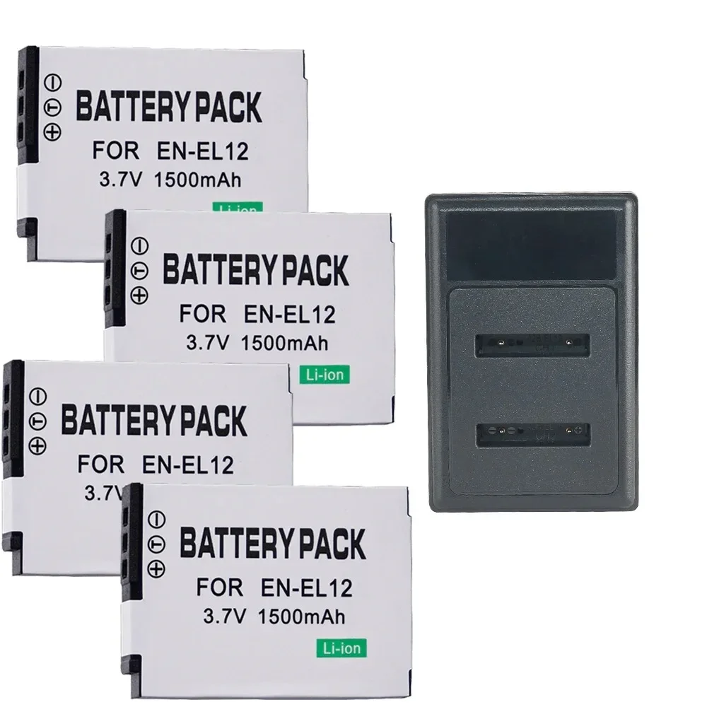 EN-EL12 3.7V 1500mAh ENEL12 Camera Battery Suitable for Nikon P300 P330 P340 S9100 S8200 S9500 S630 S640 S1000pj Coolpix A900